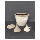 2 Funnels & Stoneware Crock