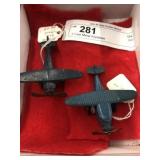 2 Cast Metal Airplanes
