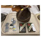 Contemporary Woven Basket, Tobacco Tins &