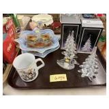 2 Goofus Glass Bowls, Glass Christmas Trees,