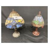 (2) Slag Glass Accent Lamps