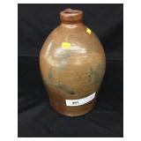 Vintage Blue Slip Decorated Stoneware Handled Jug