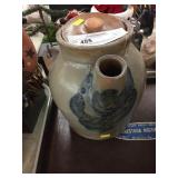 Antique Stoneware Blue Slip Decorated Batter Jug