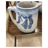 Vintage Salt Glazed Pitcher with Embossed