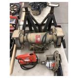Wissota Bench Grinder, Jack Stands, Misc Tools