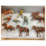 (5) Cast Metal Mounted Cowboys