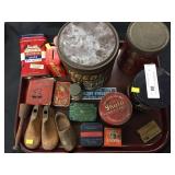Tray: Collector Tins, Still Banks, Shoe Forms,