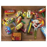 Various Tin Litho Noisemakers & Ben Franklin