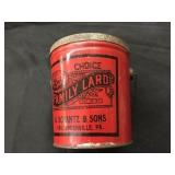 A Schantz & Sons East Greenville, Pa Lard Tin