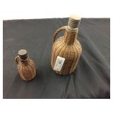 2 Early Wicker Covered Bottles