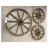 3 Wooden Spoke Wheels