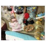 Tray of Collectibles- Vintage Pretzel Flask, Doll