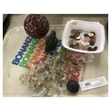Selection of Foreign Coins, Glass Prism, Pottery