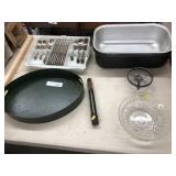Plated Flatware, Thermometer, Serving Tray,etc