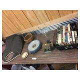 Vintage Mystery Books, Glass Light Shade, etc