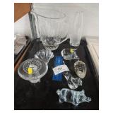 (6) Glass Paperweights, Vase & Pitcher