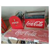 Coca Cola Sign & (2) Utensil Holders and Flatware