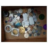 Box of Foreign Coins & Collectibles