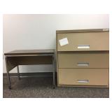 3 Drawer Legal File and Small Rolling Desk