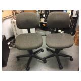2 Brown Upholstered Rolling Office Chairs