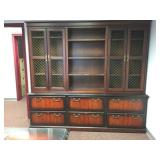 Mahogany 2-Part Cabinet with Brass Wire Doors