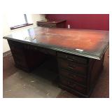 Mahogany Large Executive Desk with 9 Drawers