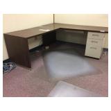 Wooden Desk with Metal Drawers and Side Cabinet