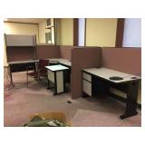3pc Office Cubicle with Chair and Extra Table