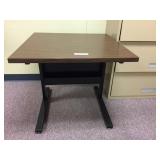 Wooden Table with Metal Base