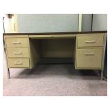 Metal Double Pedestal Desk with Wooden Top
