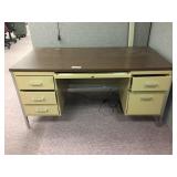 Metal Double Pedestal Desk with Wooden Top