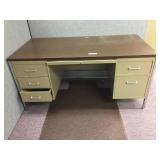 Metal Double Pedestal Desk with Wooden Top