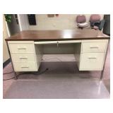 Metal Double Pedestal Desk with Wooden Top