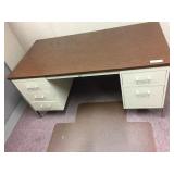 Metal Double Pedestal Desk with Wooden Top