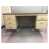 Metal Double Pedestal Desk with Wooden Top