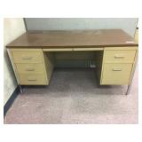 Metal Double Pedestal Desk with Wooden Top