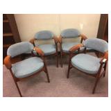 4 Matching Wooden Framed Upholstered Arm Chairs