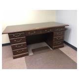 Wooden Double Pedestal Mahogany Desk