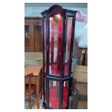LIGHTED CORNER CURIO CABINET W/ GLASS SHELVES