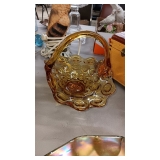 AMBER GLASS BASKET