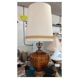HUGE AMBER GLASS TABLE LAMP