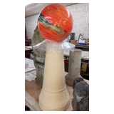 GLASS GAZING BALL ON STAND