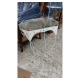 METAL TABLE W/ GLASS TOP
