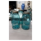 BLUE JARS W/ ZINC LIDS..