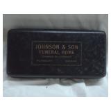 JOHNSONS FUNERAL HOME PLYMOUTH METAL DOCUMENT BOX JOHNSONS FUNERAL HOME PLYMOUTH METAL DOCUMENT BOX