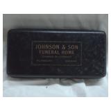 JOHNSONS FUNERAL HOME PLYMOUTH METAL DOCUMENT BOX