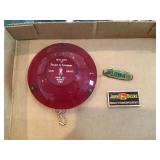 Advertising items including John Deere magnet and