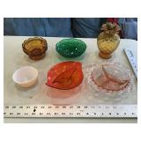 Assorted glassware including pink depression