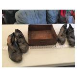 Rusty metal drawer with vintage men