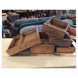 Wooden fruit crates and drawer